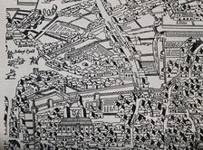 The Church of St Bartholomew the Great; a map of the church and surrounding area, c1543. Creator: WF Taylor
