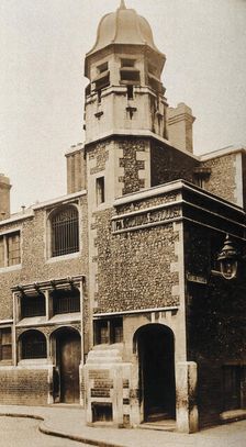 The church of St Bartholomew the Great and surrounding area; exterior view of the schools rebuilt... Creator: Rev CF Fison