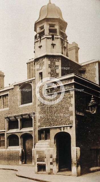 The church of St Bartholomew the Great and surrounding area; exterior view of the schools rebuilt... Creator: Rev CF Fison.