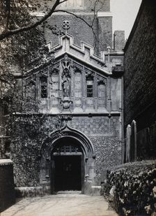 The church of St Bartholomew the Great; exterior view showing the entrance through the west porch. Creator: Rev CF Fison