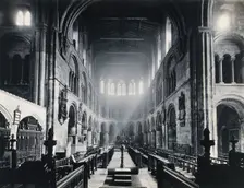 The church of St Bartholomew the Great; interior view facing East, 1902. Creator: Unknown