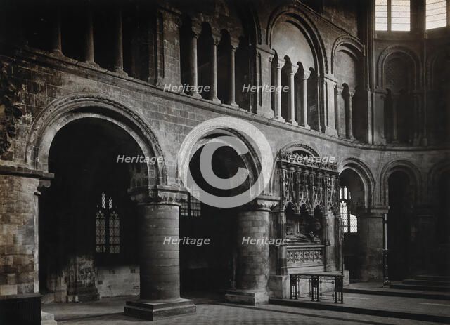 The church of St Bartholomew the Great: interior view showing a corner of the ground floor, 1902. Creator: Rev CF Fison.