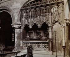 The church of St Bartholomew the Great: interior view showing Rahere's monument, c1900s. Creator: Rev CF Fison
