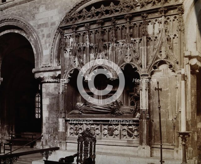 The church of St  Bartholomew the Great: interior view showing Rahere's monument, c1900s. Creator: Rev CF Fison.