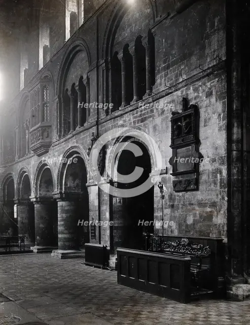The church of St  Bartholomew the Great: interior view showing the ground arcade..., c1902. Creator: Emery Walker.