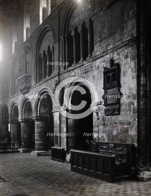 The church of St  Bartholomew the Great: interior view showing the ground arcade..., c1902. Creator: Emery Walker.