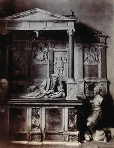 The church of St Bartholomew the Great: interior view showing the monument of Lord Rich. c1900.. Creator: Unknown