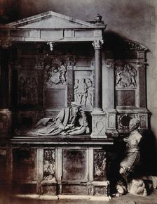 The church of St Bartholomew the Great: interior view showing the monument of Lord Rich. c1900.. Creator: Unknown