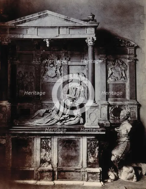 The church of St Bartholomew the Great: interior view showing the monument of Lord Rich. c1900.. Creator: Unknown.
