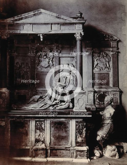 The church of St Bartholomew the Great: interior view showing the monument of Lord Rich. c1900.. Creator: Unknown.