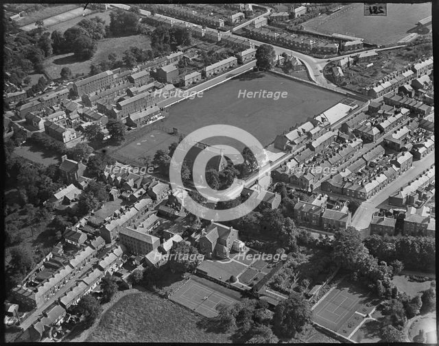 The Church of St James, the cricket ground and West Street area, Congleton, Cheshire, c1930s. Creator: Arthur William Hobart.