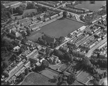 The Church of St James, the cricket ground and West Street area, Congleton, Cheshire, c1930s. Creator: Arthur William Hobart