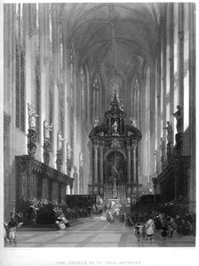 The church of St Paul, Antwerp 19th century. Artist: E Challis