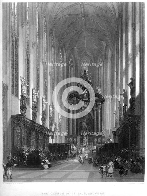 'The church of St Paul, Antwerp', 19th century. Artist: E Challis