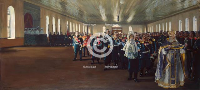 The Church Parade of the Finnish Life Guards Regiment, 1906. Creator: Boris Mikhajlovich Kustodiev.