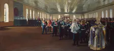 The Church Parade of the Finnish Life Guards Regiment, 1906. Creator: Boris Mikhajlovich Kustodiev