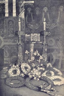 The Cinerary Casket of G. F. Watts, R.A. Compton Mortuary Chapel, Thursday, 7 July, 1904 c1904. Artist: Winifred Cooper