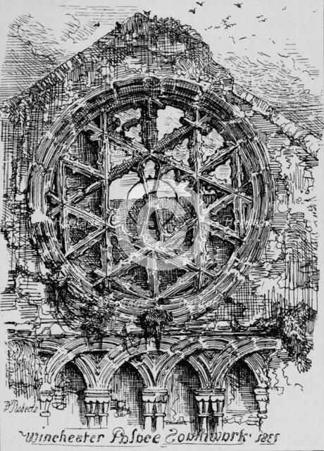 'The Circular Window of the Hall of Winchester House (Winchester Palace), Southwark', 1835, (1912). Artist: David Roberts.