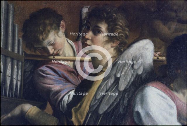 The Circumcision. Detail: Artemisia Gentileschi as Saint Cecilia, c. 1620. Creator: Gentileschi, Orazio (1563-1638).