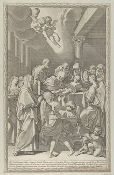 The circumcision of Christ, a group of men, women and angels surrounding him, the you..., 1687-1717. Creator: Giacomo-Maria Giovannini