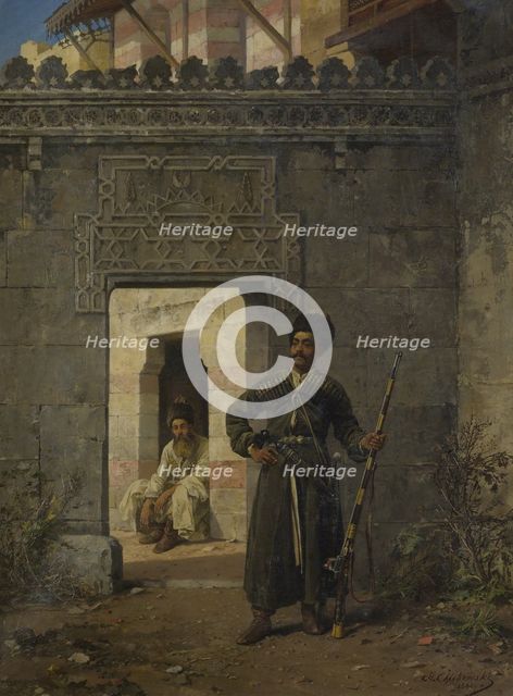 The Circassian guards, 1880. Artist: Khlebovsky, Stanislav (1835-1884)