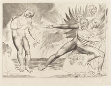 The Circle of the Corrupt Officials; the Devils Tormenting Ciampolo, 1827. Creator: William Blake