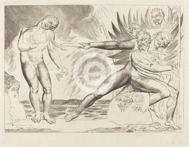 The Circle of the Corrupt Officials; the Devils Tormenting Ciampolo, 1827. Creator: William Blake.