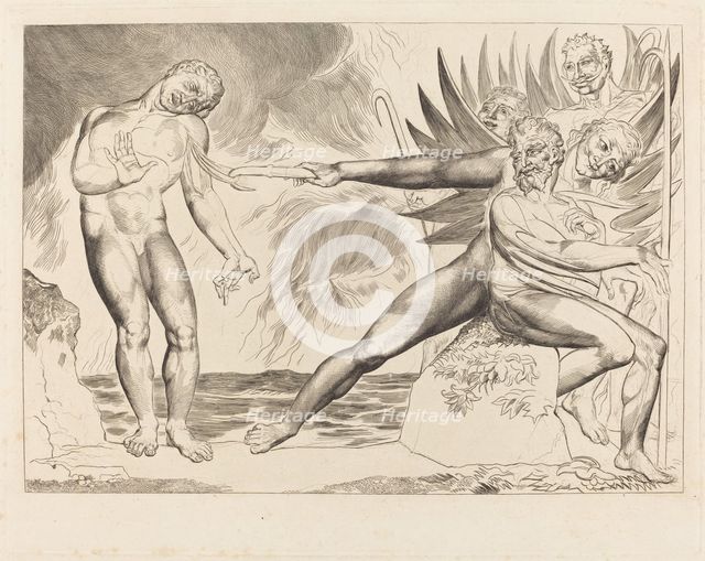 The Circle of the Corrupt Officials; the Devils Tormenting Ciampolo, 1827. Creator: William Blake.