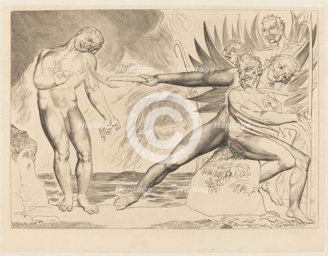 The Circle of the Corrupt Officials; the Devils Tormenting Ciampolo, 1827. Creator: William Blake.