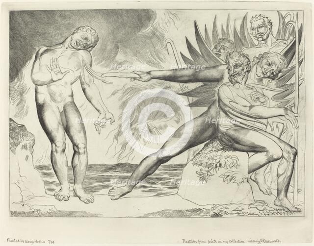 The Circle of the Corrupt Officials; The Devils Tormenting Ciampolo, 1827. Creator: William Blake.