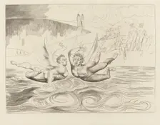 The Circle of the Corrupt Officials; the Devils Mauling Each Other, 1827. Creator: William Blake