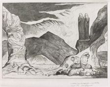 The Circle of the Falsifiers: Dante and Virgil Covering their Noses because of the stench, 1827. Creator: William Blake