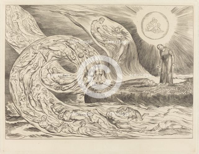 The Circle of the Lustful: Paolo and Francesca, 1827. Creator: William Blake.