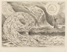 The Circle of the Lustful: Paolo and Francesca, 1827. Creator: William Blake