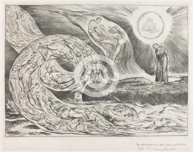 The Circle of the Lustful: Paolo and Francesca, 1827. Creator: William Blake.
