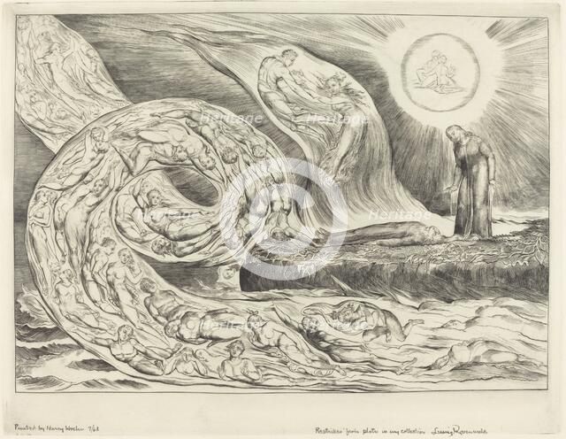 The Circle of the Lustful: Paolo and Francesca, 1827. Creator: William Blake.