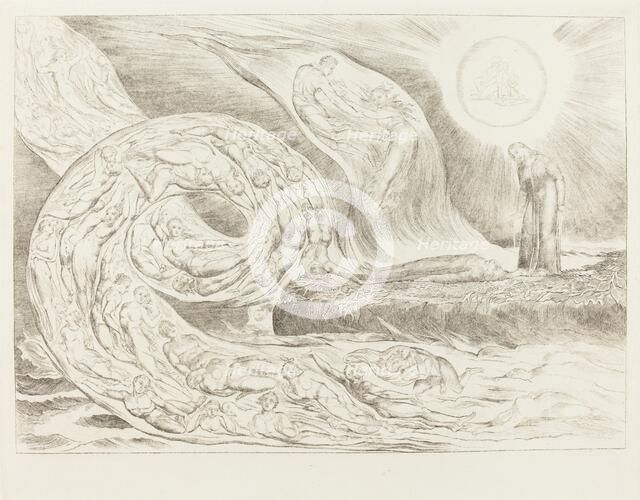 The Circle of the Lustful: Paolo and Francesca, 1827. Creator: William Blake.