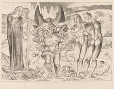 The Circle of the Thieves; Agnolo Brunelleschi Attacked by a Six-Footed Serpent, 1827. Creator: William Blake