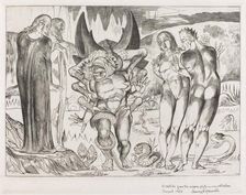 The Circle of the Thieves; Agnolo Brunelleschi Attacked by a Six-Footed Serpent, 1827. Creator: William Blake
