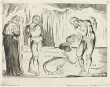 The Circle of the Thieves; Buoso Donati Attacked by the Serpent, 1827. Creator: William Blake