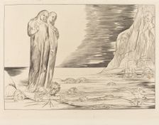 The Circle of the Traitors; Dante's Foot Striking Bocca degli Abbate, 1827. Creator: William Blake