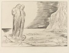 The Circle of the Traitors; Dante's Foot Striking Bocca degli Abbate, 1827. Creator: William Blake