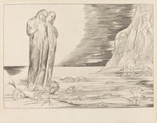 The Circle of the Traitors; Dante's Foot Striking Bocca degli Abbate, 1827. Creator: William Blake