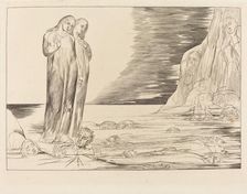 The Circle of the Traitors; Dante's Foot Striking Bocca degli Abbate, 1827. Creator: William Blake