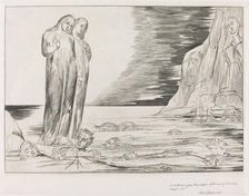 The Circle of the Traitors; Dante's Foot Striking Bocca degli Abbate, 1827. Creator: William Blake