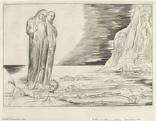 The Circle of the Traitors; Dante's Foot Striking Bocca degli Abbate, 1827. Creator: William Blake