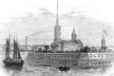 The Citadel Church, St. Petersburg, where the late Emperor's body lay in state, 1881. Creator: Unknown