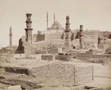 The Citadel and Mosque of Mohammed Ali as Seen from the Tombs of the Mameluks, 19th century. Creator: Maison Bonfils