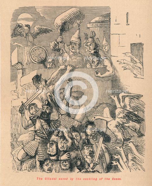 'The Citadel saved by the cackling of the Geese', 1852. Artist: John Leech.