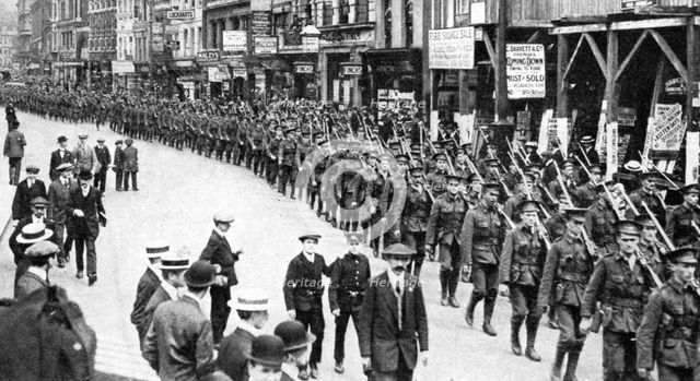 The Citizen Army of Territorials, Strand, London, First World War, 1914. Artist: Unknown